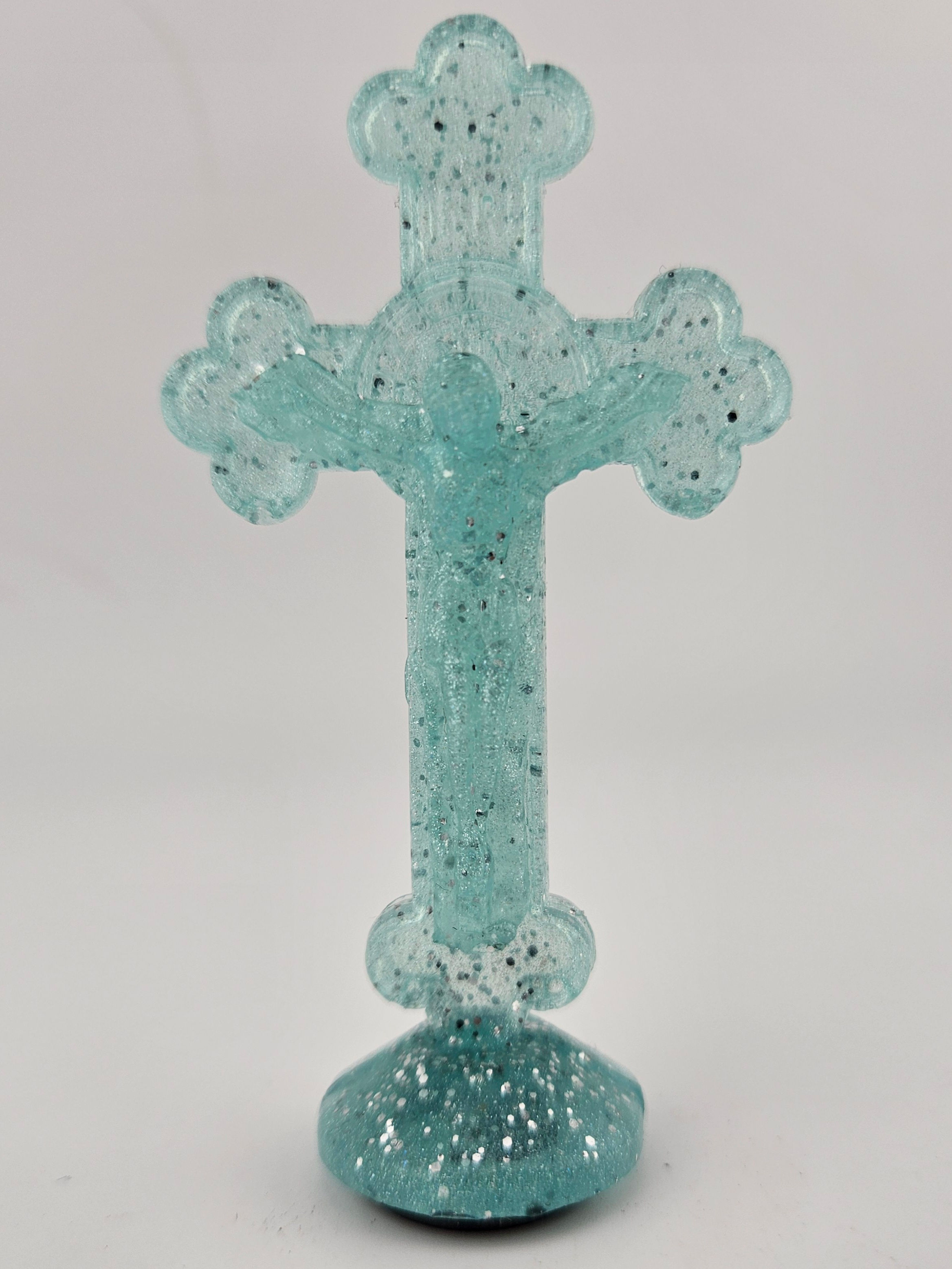 Light Blue Shimmer Glitter Dashboard Cross