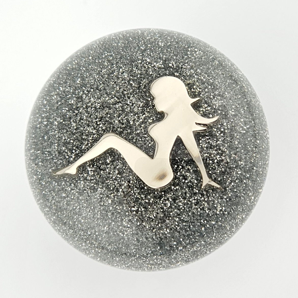 Silver Glitter Hanco style Mudflap Lady Floor Shift Knob
