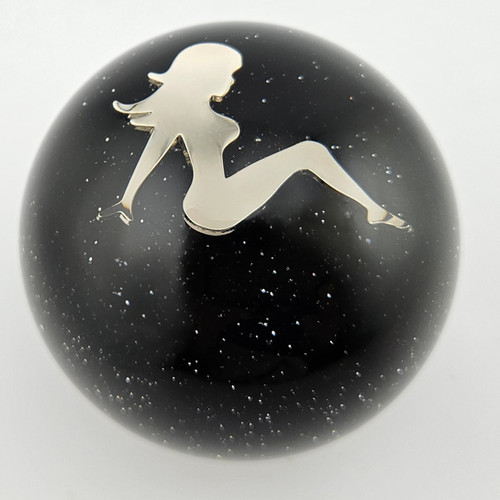 Black Glitter Ball Mud Flap Girl Shift Knob Metal Flake City
