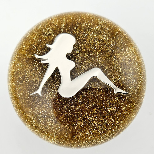 Gold Glitter Hanco "Style" Mud Flap Girl Shift Knob Metal Flake City