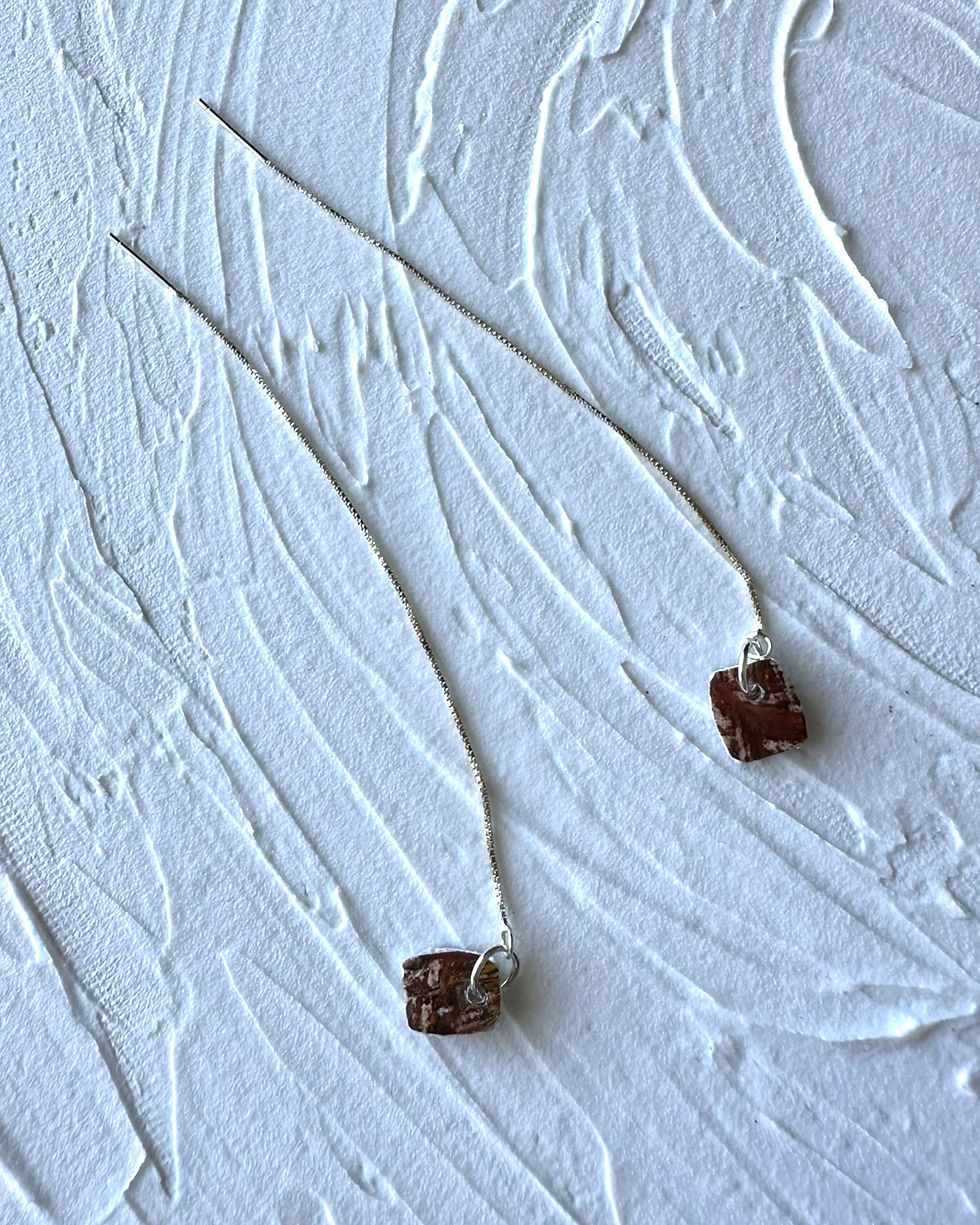 Miniature : Terrestre boisée - Boucles d'oreilles à chaîne pendantes no. 009