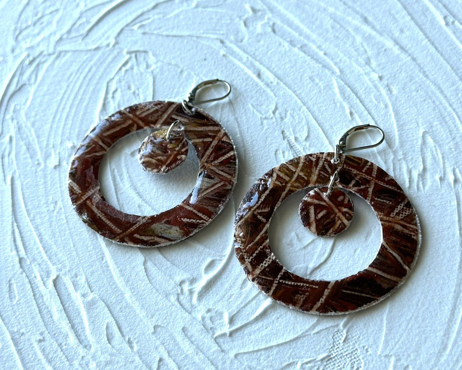 Terrestre boisée - Boucles d'oreilles à levier no. 002