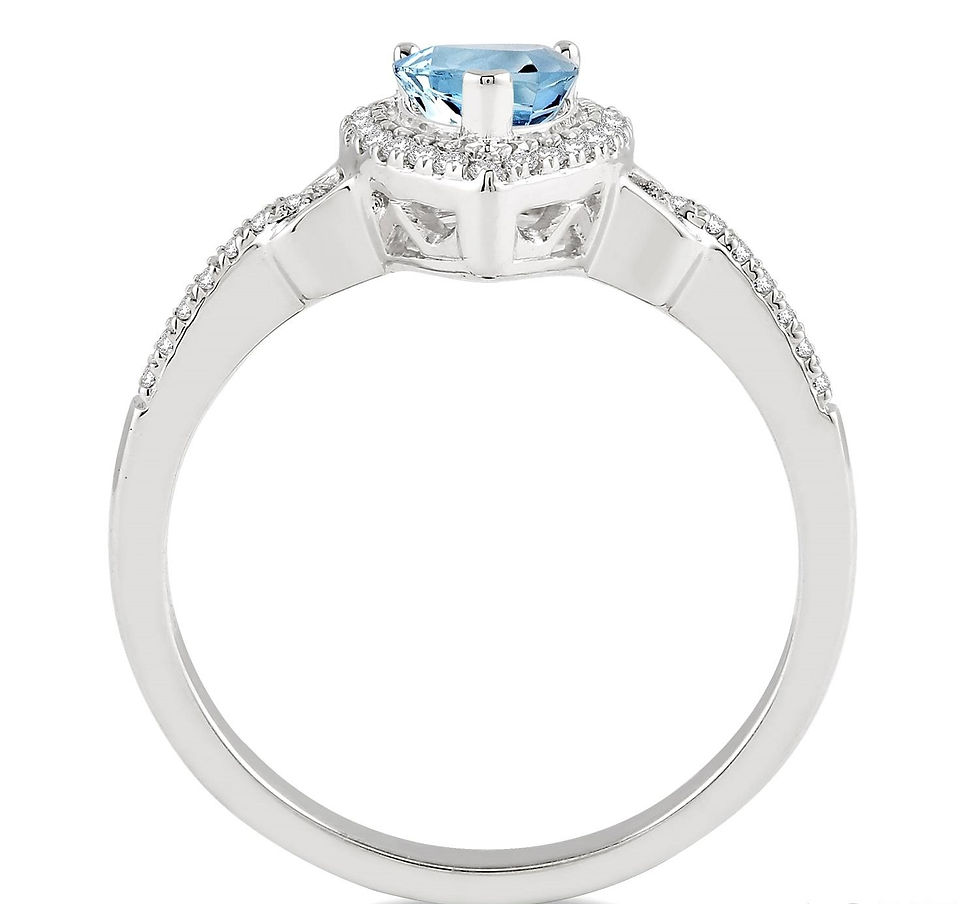 Thumbnail: 10K White Gold Aquamarine & Diamond Ring