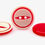 Thumbnail: Retro style 2-hole Sew-Through Button: Red & White (R650)