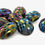 Thumbnail: Glass Button - iridescent faceted oval shape (R702)