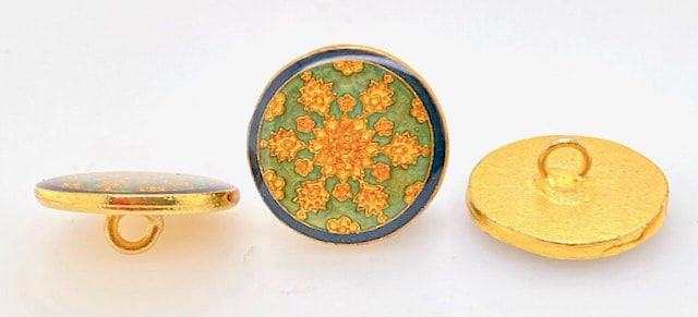 Thumbnail: Enamelled Button - gold, various colours (R795)