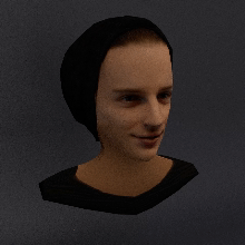 Het hoofd van Lars Peetermans, 3D geanimeerd en door de ruimtetijd vervormd