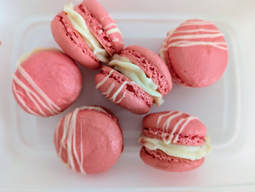 Cherry cheesecake macarons
