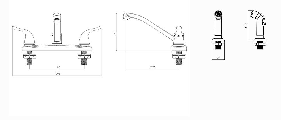 Thumbnail: Wasserman 20156143 - Hybrid Metal Deck Faucet with Low Spout Double Handle