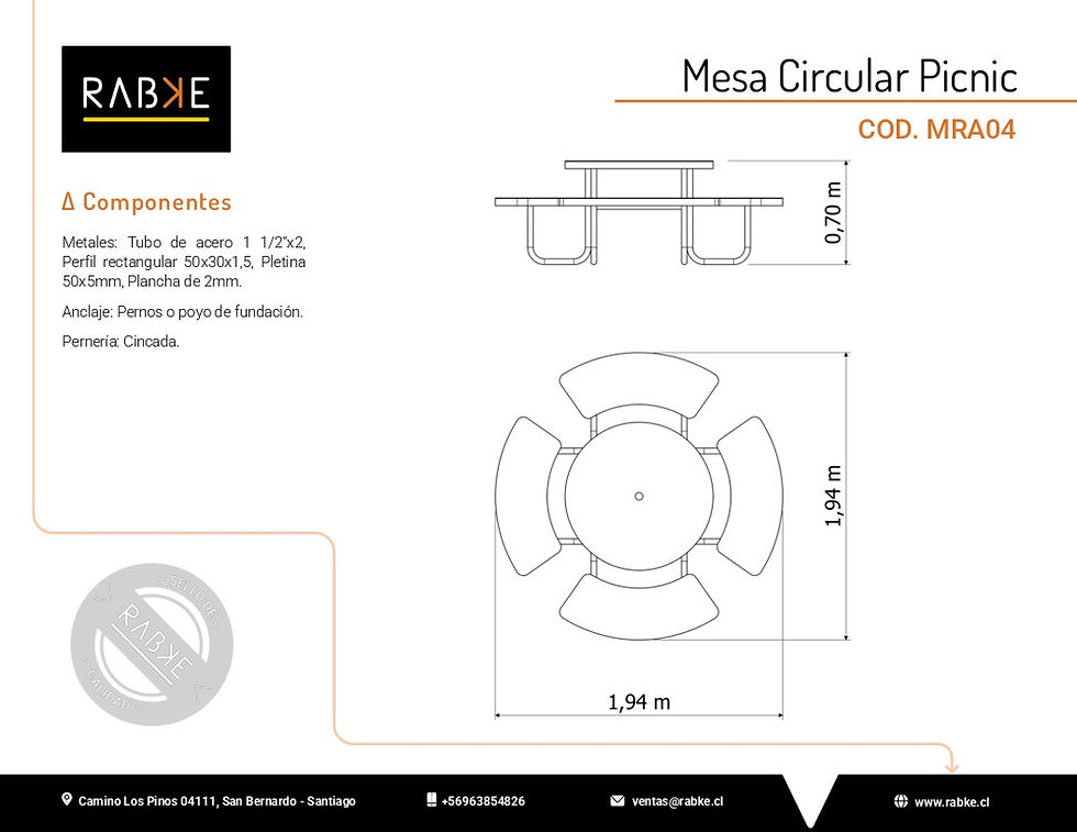 Miniatura: MRA04 - Mesa Circular Picnic