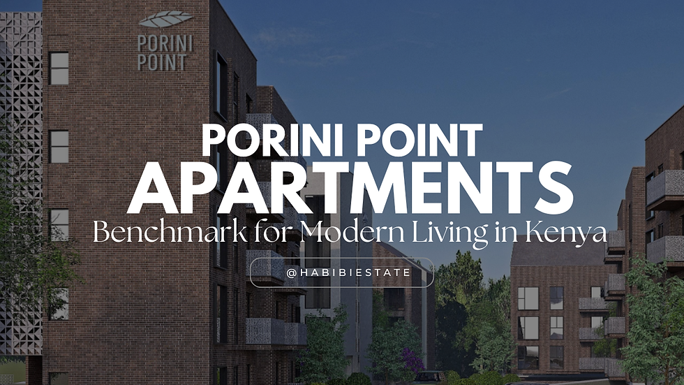 Artistic rendering of Porini Point Apartments in Tatu City, showcasing modern architectural design and lush surroundings, setting a new standard for living in Kenya.