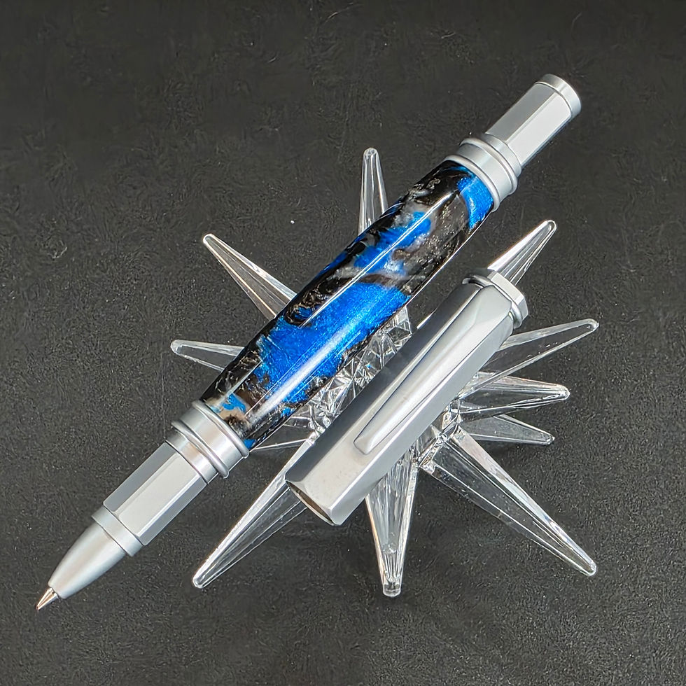 Thumbnail: Blue Mixed Magnetic Vertex Rollerball Pen with Chrome Finish  #286