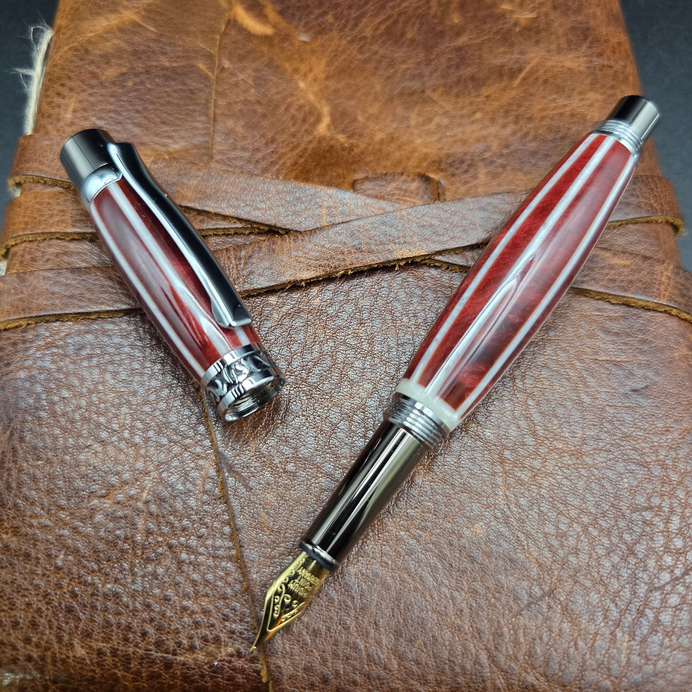 Thumbnail: Elegant Sierra Red and White Fountain Pen with Chrome Finish 167