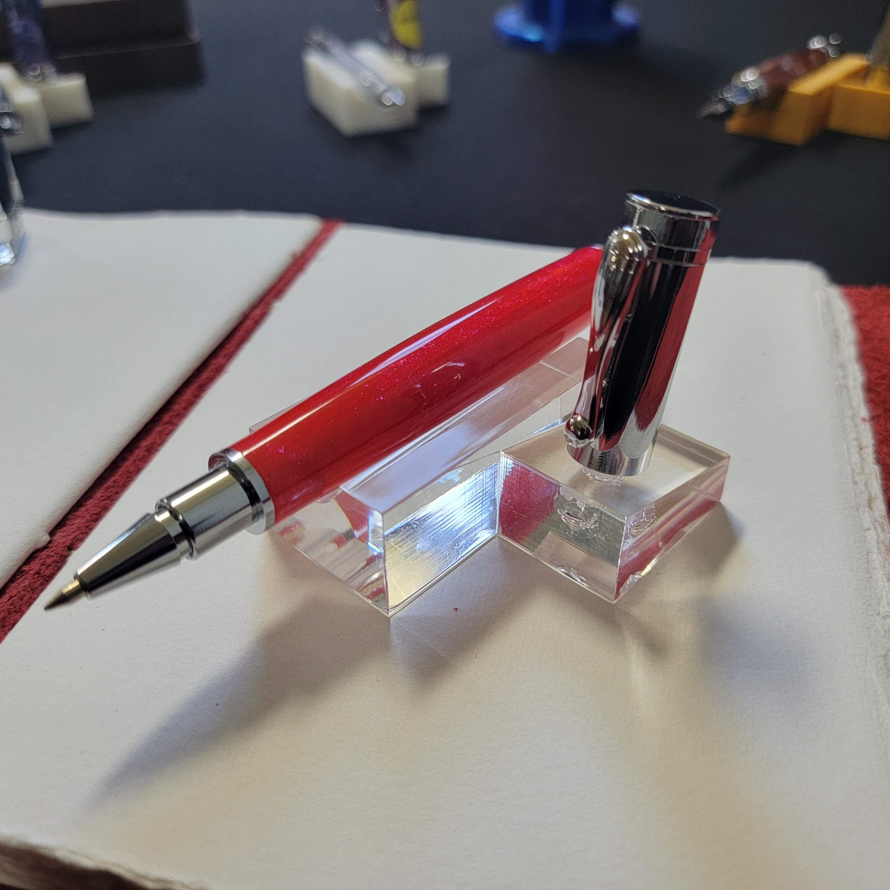 Pink Diamond Dust Rollerball Pen with Chrome Finish (#74)