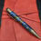Thumbnail: Dragon Blue Yellow and Green Ballpoint Twist Pen with Antique Brass Finish 270