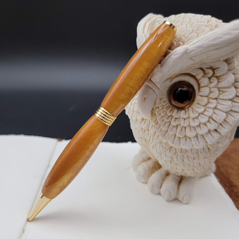Thumbnail: Slim Orange Ballpoint Pen with Gold Finish