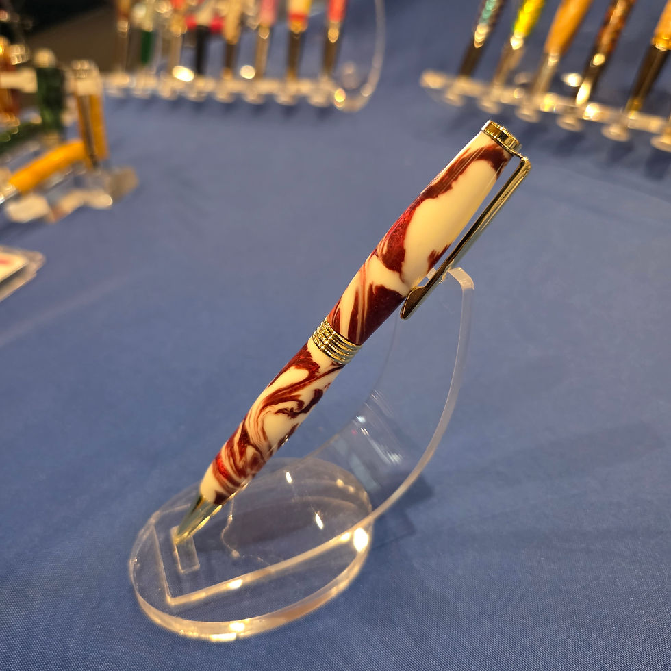 Thumbnail: Red and White Slim Ballpoint Twist Pen with Chrome Finish 249