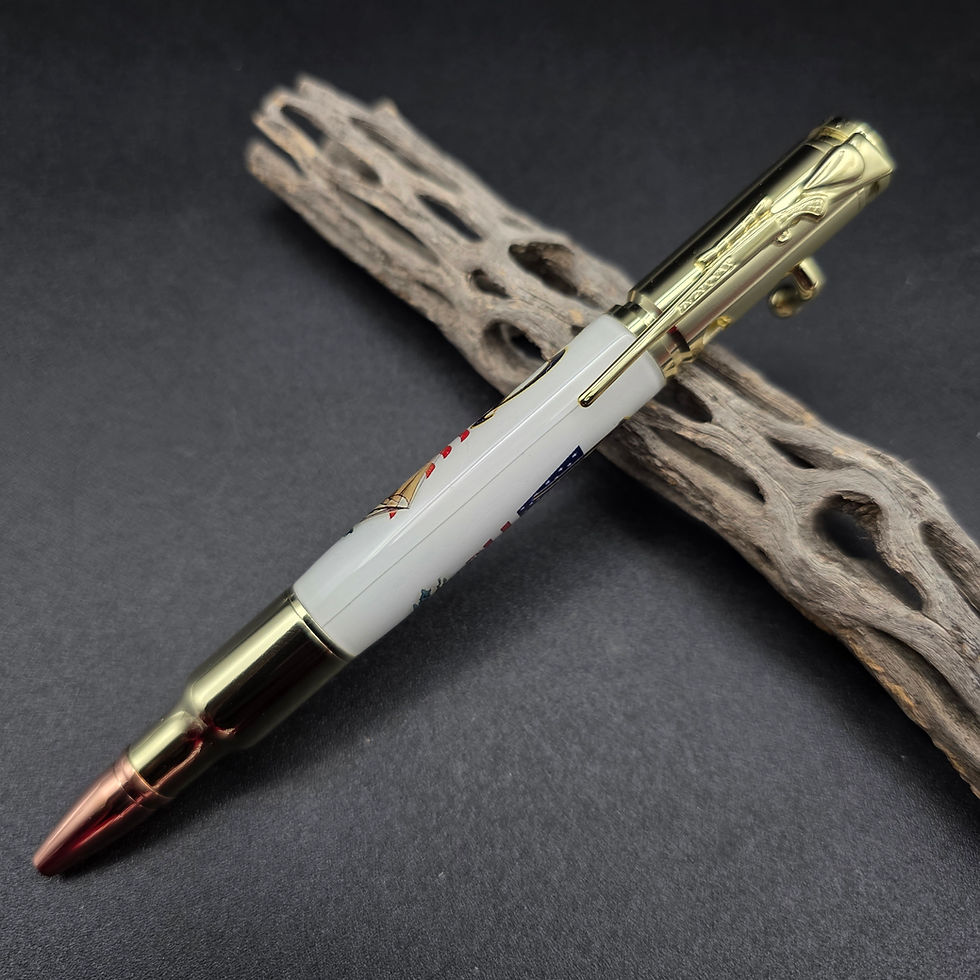 Thumbnail: Navy Bolt Action Ballpoint Pen with Gold Finish 189