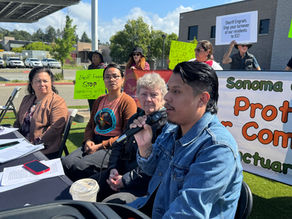 Immigrant justice groups speak at press conference outside Sheriff's office