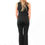 Thumbnail: Black V-neck jumpsuit with belt