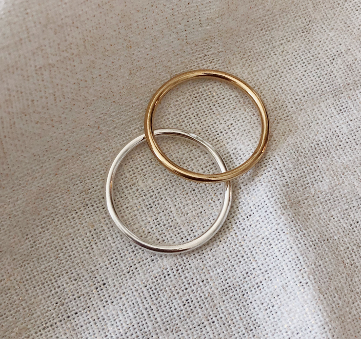 Thumbnail: Sterling Silver Thick Stacking Ring 1.5mm