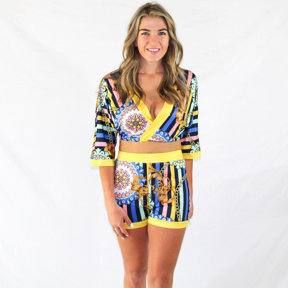 Striped yellow two piece