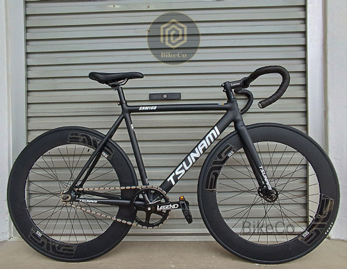 TSUNAMI SNM-100 Black White x Aero 70mm Wheelset Fixie Fixed