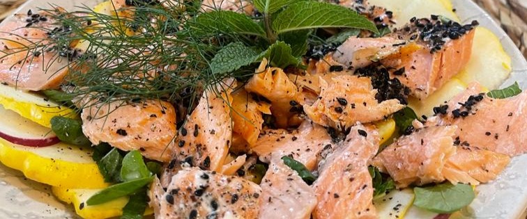 Smoked Trout & Summer Squash Salad with Preserved Lemon Dressing