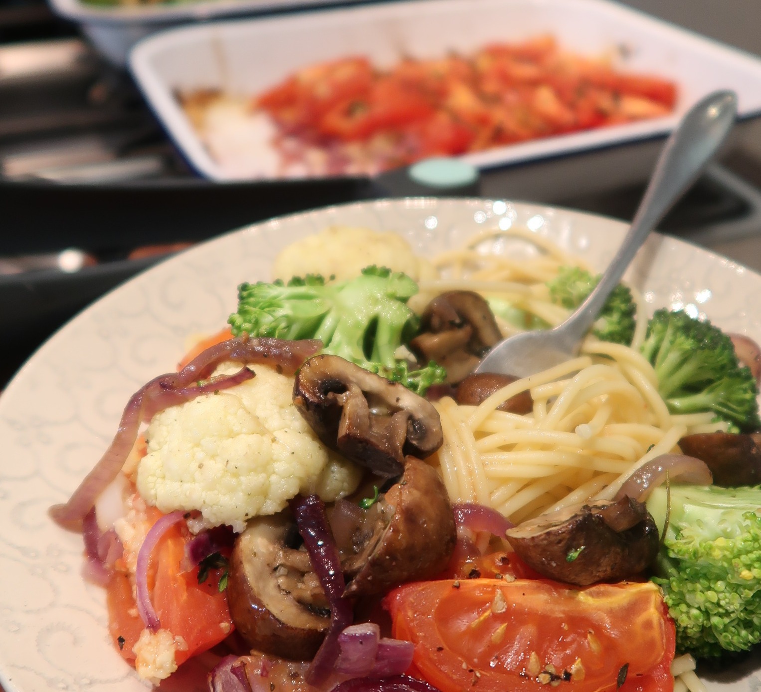 Roast Veggies over Pasta
