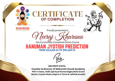Hanuman Jyotish Prediction Certificate