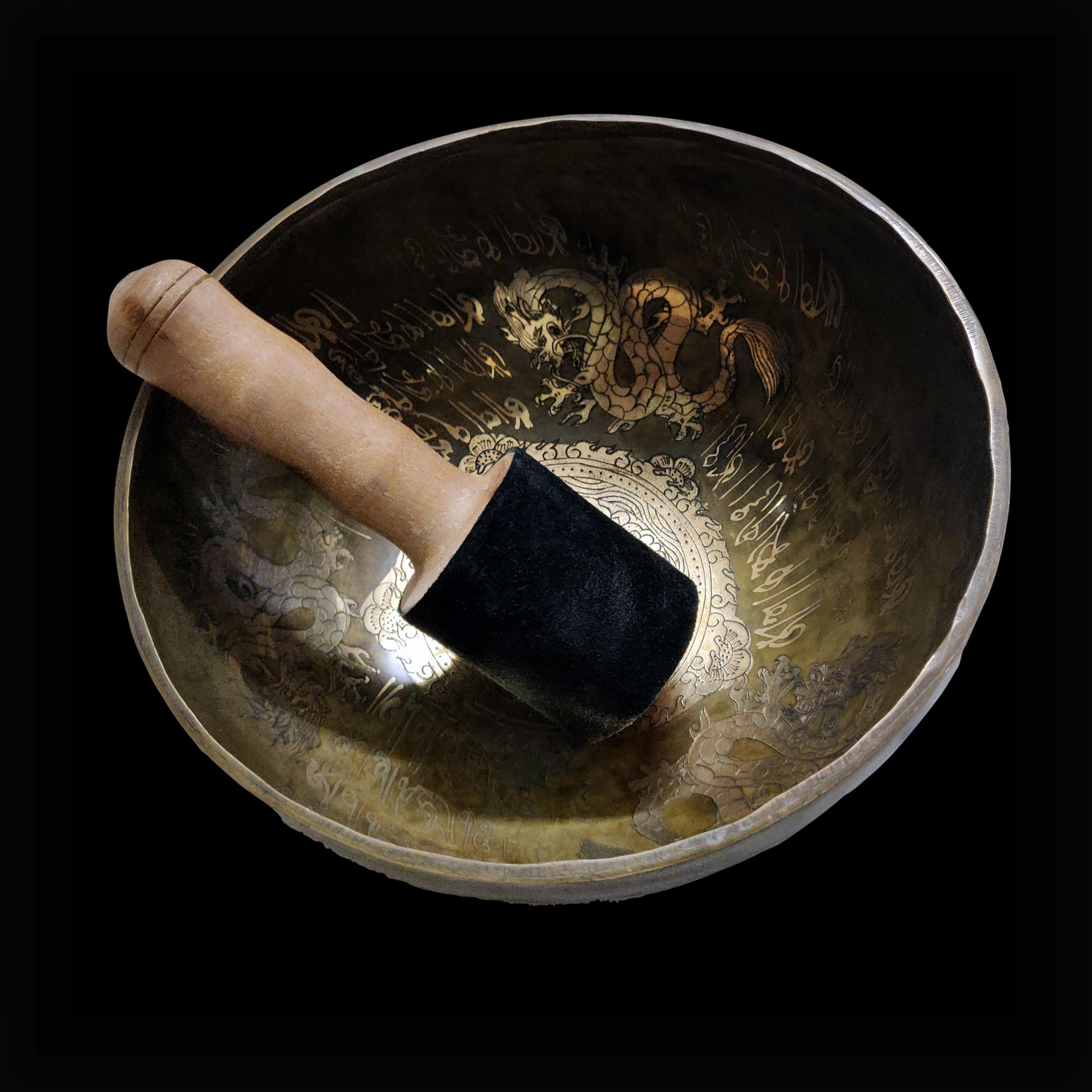 Tibetan Singing Bowl with Etching (Handmade)