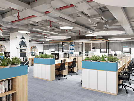 phong cach thiet ke van phong mo: toi uu tuong tac, nang tam sang tao