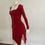 Thumbnail: Prani Long Sleeve Mini Dress Burgundy