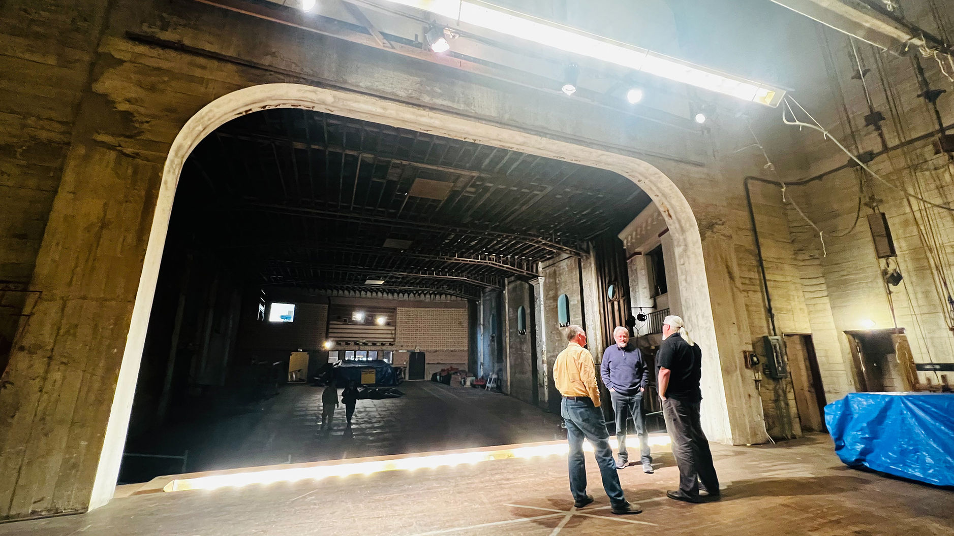 An interior view of the Lompoc Theatre during a team site visit.