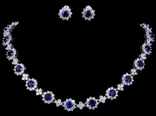 Thumbnail: Cubic Zircon Crystal Bridal Jewelry Sets Necklace Earrings