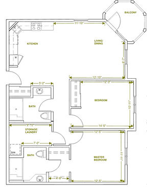 E2 Style Unit – 2 Bedroom + 2 Bathroom 1078 sq ft