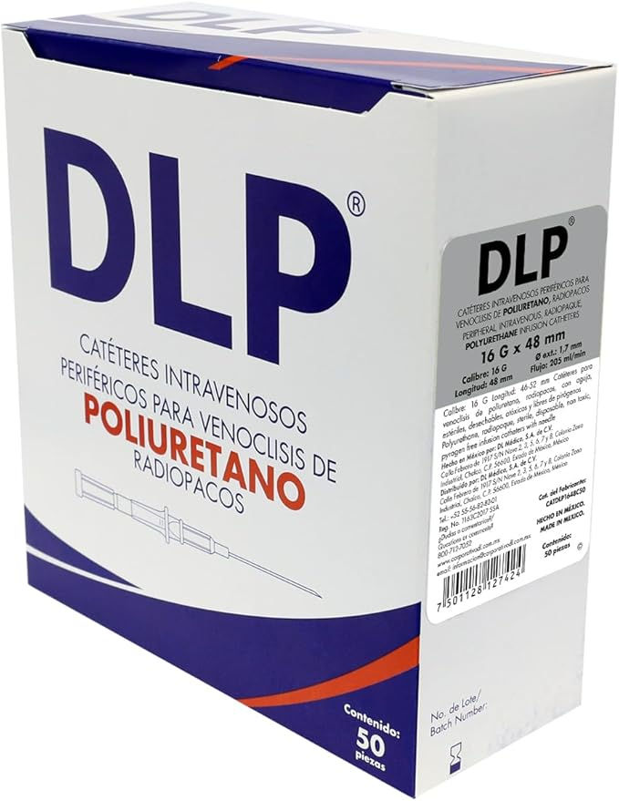 CATETER DE POLIURETANO PARA VENOCLISIS FR. 16 L48MM CAJA C/50 PZA