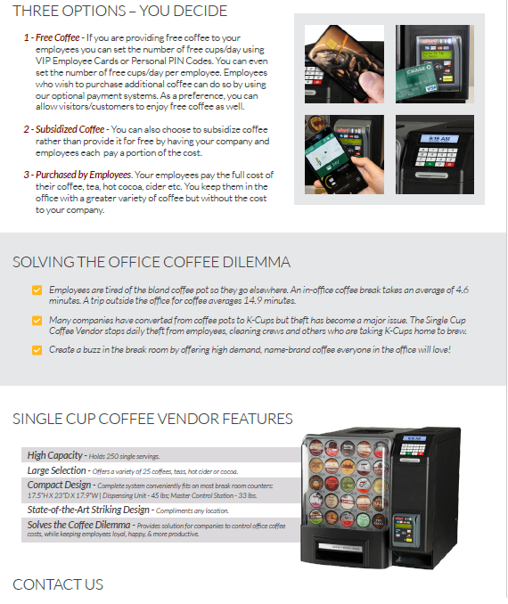 K CUP VENDING MACHINE kcoffeeservice