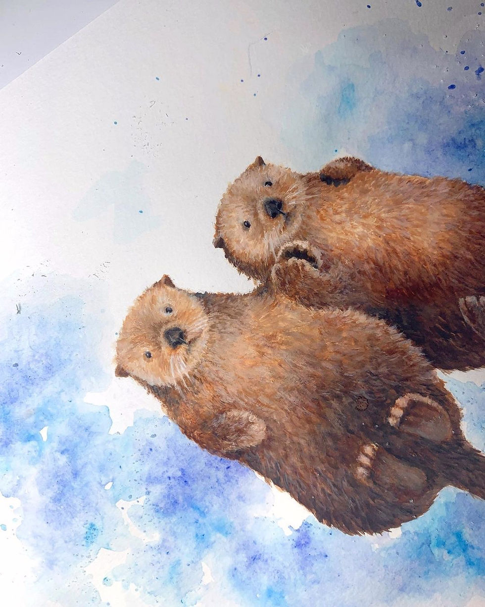 Miniaturbild: Otters Holding Hands - Original