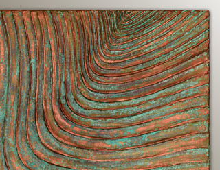 copper patina organic texture wall sculpture