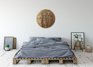 round wall sculpture in interior