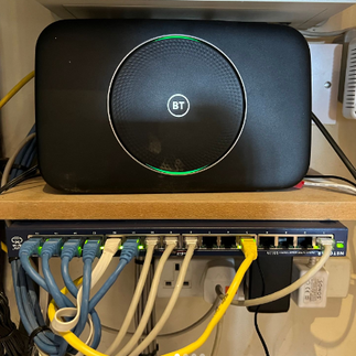 Switch linked to router to distribute Internet cables