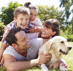 family with dog