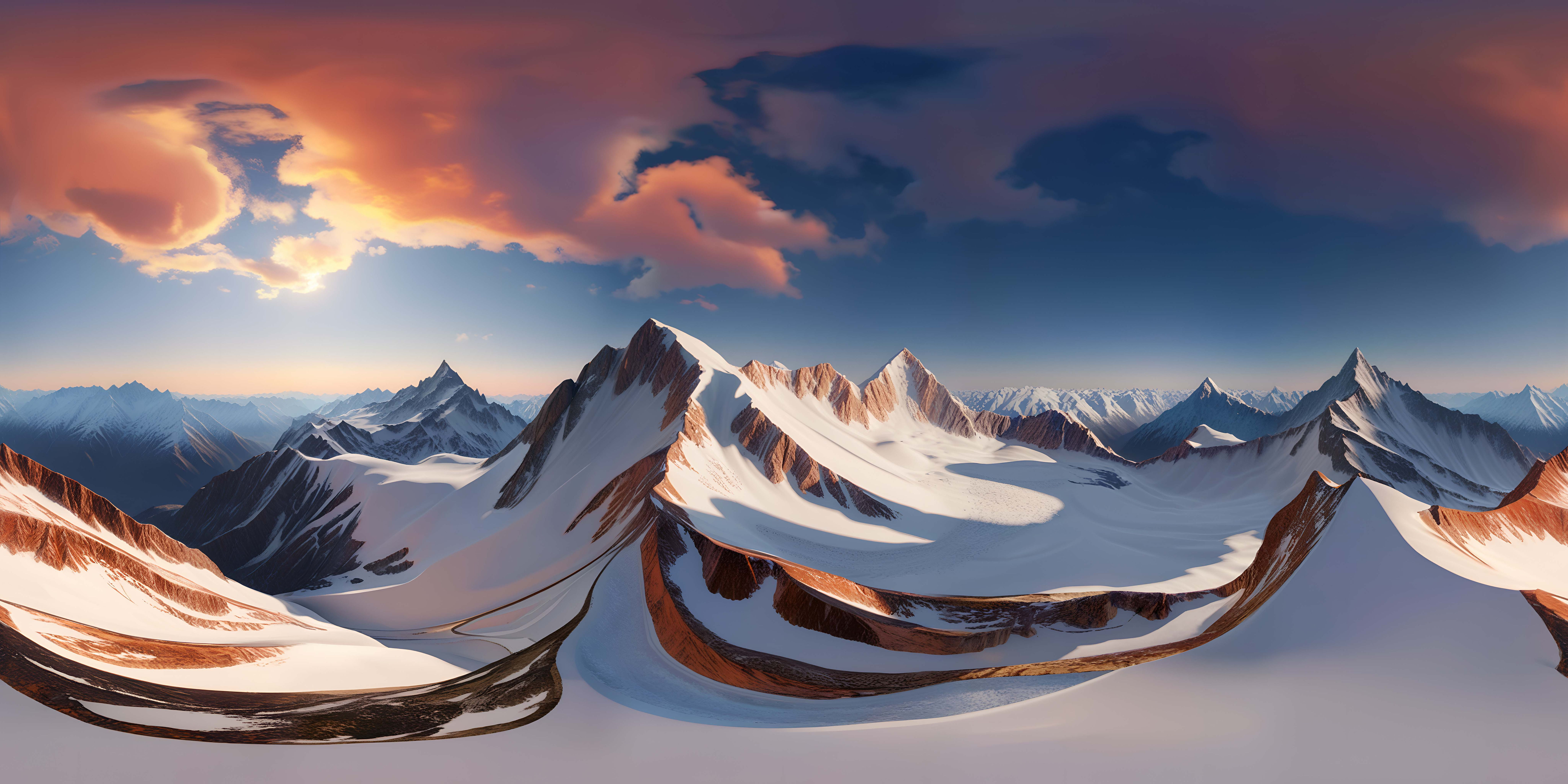 Snowy Mountains - 8K Panoramic Backdrop + HDR Map