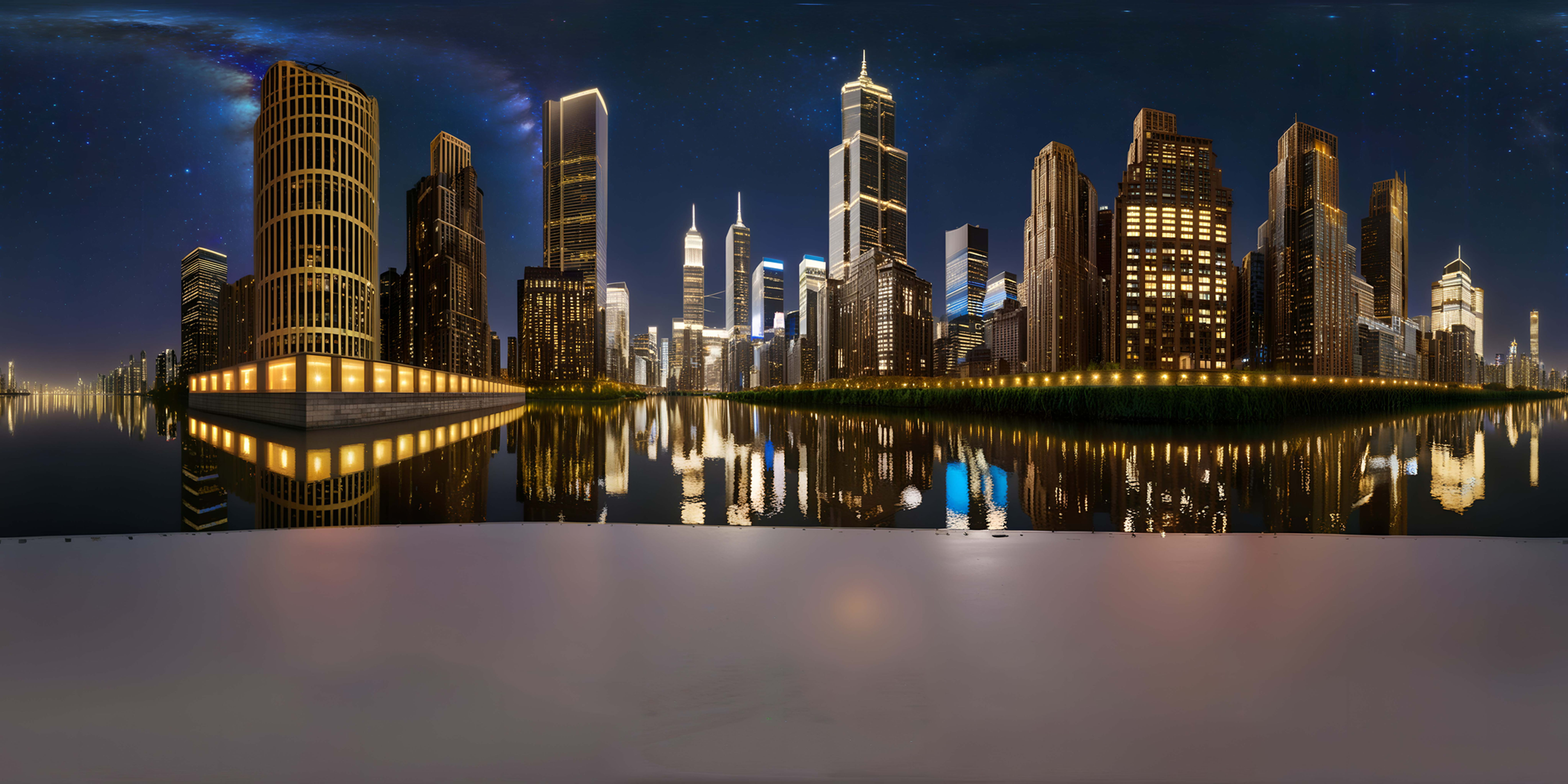 Metropolis Night Time - 8K Panoramic Backdrop + HDR Map