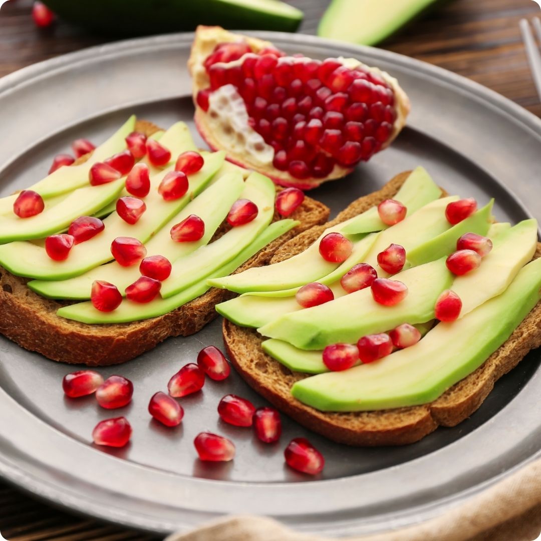 Avocado Toast with Pomegranate Seeds