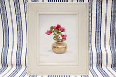 Flower painting of bougainvillea in indian brass pot by artist Amy Sandys-Lumsdaine,