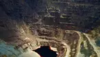 Brown copper water at the bottom of the Lavender Pit.