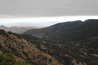 Cloudy view over Tombstone canyon from Juniper Flats.