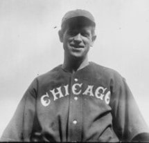 baseball player with text that reads "Chicago"